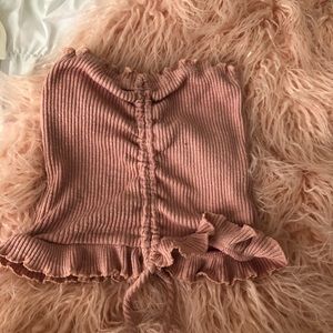 Pink strapless crop top